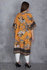 Kadın Turuncu Desenli Saten Kap 65N28893