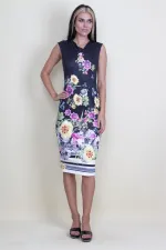 V-NECKED FLORAL PATTERNED DRESS