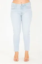 Kadın Büyük Beden Mavi 5 Cepli Kot Pantolon 65N36977