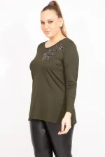 Kadın Haki Payet Detaylı Bluz 65N35471