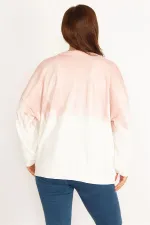 Women's Salmon Batik Printed Ribbed Sweatshirt 65N34794