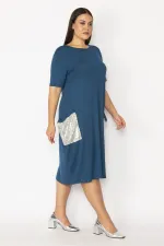 Kadın Bordo Cebi Payet Detaylı Viskon Elbise 65N28931