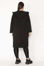 Kadın Füme Fermuar Ve Kapşon Detaylı Kaban 65N28345