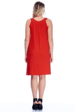 Kadın Haki Viskon Cepli Rahat Kesim Elbise 65N24217