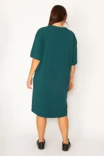 Kadın Mürdüm Pamuklu Kumaş Yan Fermuar Yırtmaçlı Likralı Elbise 65N34428