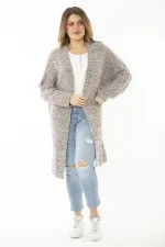 Kadın Büyük Beden Lila Kalın Triko Hırka 65N37170