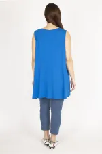 Kadın Beyaz Büyük Beden Önü A Pileli V Yakalı Uzun Bluz