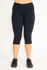 Kadın Lacivert Ön Süs Ve Arka Cepli Tayt  65N34639