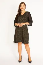 Kadın Gri Sim Detaylı Kolları Şifon Elbise 65N34746