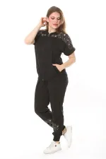 Kadın Büyük Beden Saks Göğüs Ve Paça Detaylı İkili Takım 65N37887