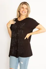 Kadın Siyah Taş Detaylı Bluz 65N34565