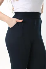 Kadın Büyük Beden Füme Ütü İzi Çima Dikişli Likralı Yan Cepli Pantolon 65N37564