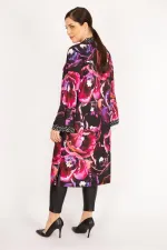 Manteau long non doublé à pois colorés pour femme grande taille