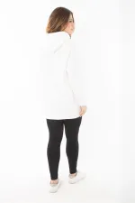 Kadın Büyük Beden Kemik İçi Şardonlu Üç İplik Kapşonlu Sweatshirt 65N37294