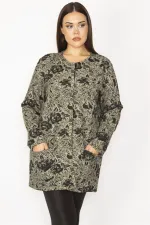 VESTE LONGUE NON DOUBLÉE NOIRE POUR FEMME AVEC POCHE À BOUTON-PRESSION SUR LE DEVANT