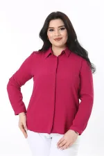 Kadın Büyük Beden Fujya Gizli Pat Ön Düğmeli Bluz 65N38019