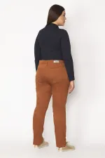 Kadın Tarçın Likralı Gabardin Kumaş 5 Cepli Pantolon 65N29235