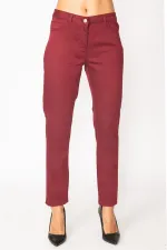 KADIN BORDO GABARDİN 5 CEP PANTOLON