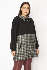 Kadın Bej Ekose Desen Detaylı Fermuarlı Cepli Mont 65N29569