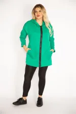 Kadın Antrasit Ön Fermuarlı Cep Ve Kapşonlu Mont 65N35108