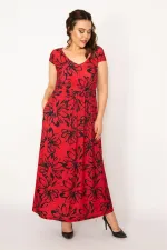 Kadın Renkli V Yakalı Bel Büzgülü Uzun Elbise 65N33190