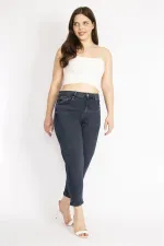 Kadın Lacivert Büyük Beden 5 Cepli Kot Pantolon