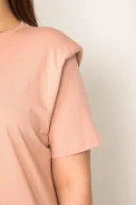 KADIN PUDRA OMUZ DETAYLI VATKALI BLUZ