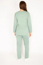 Kadın Camel V Yakallı Bluz Pantolon Takım 65N34658