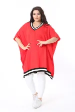 Kadın Büyük Beden Fujya V Yakalı Triko Panço 65N38571