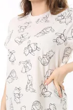 Kadın Büyük Beden Renkli Pamuklu Kumaş Kısa Kollu Baskılı Bluz 65N38035