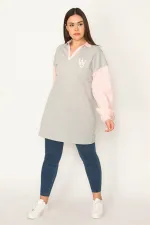 WOMEN'S GRAY POLO COLLAR SWEATSHIRT