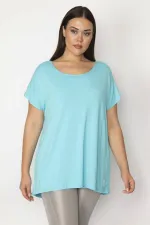 Kadın Mavi İçi Çizgili Atletli Düşük Kollu Bluz 65N30011