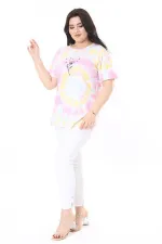 Kadın Büyük Beden Gül Kurusu Bisiklet Yakalı Kısa Kollu Bluz 65N38006