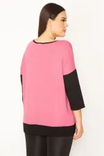 Kadın Gül Kurusu Önü Baskı Ve Taş Detaylı İki Renkli Tunik 65N31413