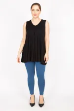 Kadın Lacivert Büyük Beden Önü A Pileli Bluz