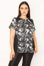 KADIN SİYAH OMUZ VE YAN KUPLARI GARNİLİ SPOR BLUZ