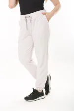 Kadın Büyük Beden Taş Bel Ve Paçası Lastik Detaylı Cepli Eşofman Alt 65N37481