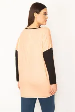 Kadın Gri Önü Flok Desen Ve Taş Detaylı İki Renkli Tunik 65N31412