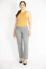 Kadın Gri Büyük Beden 5 Cepli Kot Pantolon