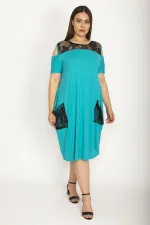 Kadın Fujya Büyük Beden Roba Ve Cep File Detaylı Viskon Elbise 65N35698