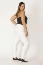 PANTALON Legging en jean pour femme avec poches décoratives et coutures contrastées