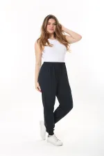 Kadın Büyük Beden Lacivert Paçası Ribanalı Eşofman Alt 65N37488