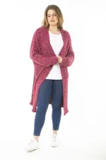 Kadın Büyük Beden Renkli Triko Kalın Hırka 65N37137