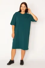 Kadın Mürdüm Pamuklu Kumaş Yan Fermuar Yırtmaçlı Likralı Elbise 65N34428