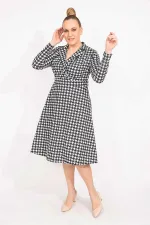 ROBE COL PORTEFEUILLE NOIRE À MOTIF HOUGHFOOT POUR FEMME 26A35519