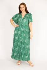 Kadın Siyah Büyük Beden Ön Boy Düğmeli Cepli Uzun Elbise