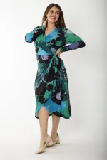 WOMEN'S GREEN SIDE TIE WRAPPED DRESS 26A37260
