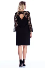 KADIN SİYAH DANTEL DETAYLI ELBİSE