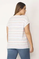 Kadın Renkli Ters Baskı Pamuklu Kumaş Bluz 65N28610