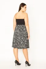 Kadın Siyah Anvelop Görünümlü Beli Lastik Ve Tokadan Bağcık Detaylı Etek 65N34501